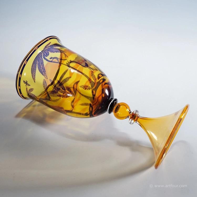 Art Glass Graal Goblet by Wilke Adolfsson 1988 - 9