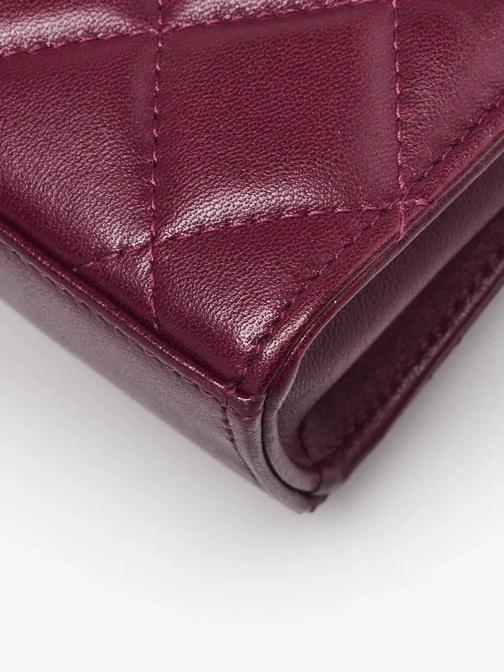 Chanel Violet Quilted Lambskin Leather Clutch with Chain Heart Crossbody Bag - 4