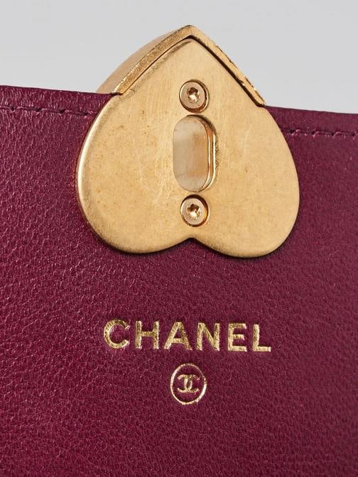 Chanel Violet Quilted Lambskin Leather Clutch with Chain Heart Crossbody Bag - 7