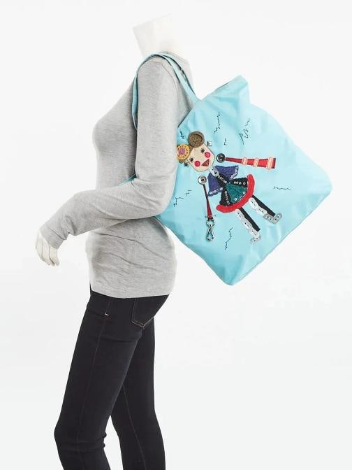 Prada Light Blue Nylon Robot Medium Tote Bag BR2897 - 2