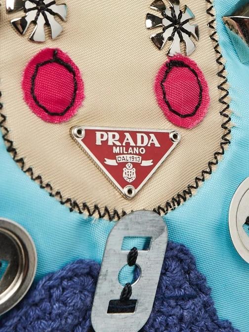 Prada Light Blue Nylon Robot Medium Tote Bag BR2897 - 6