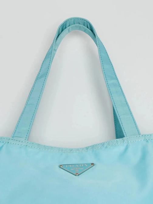 Prada Light Blue Nylon Robot Medium Tote Bag BR2897 - 7