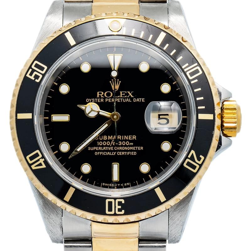 Rolex Submariner 16613 18k YG Two Tone Black Dial Automatic Men's Watch 40mm - 2