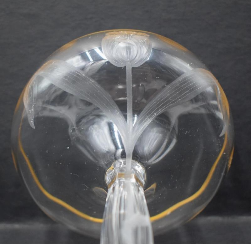 8 Moser Hand Blown & Engraved Saucer Champagne Coupes, Tulips - 8