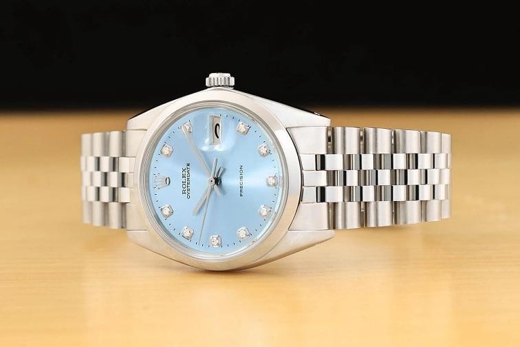 ROLEX OYSTERDATE PRECISION 6694 ICE BLUE DIAMOND MANUAL WIND STEEL 34MM WATCH - 2