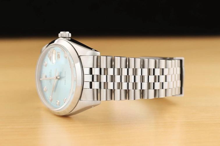 ROLEX OYSTERDATE PRECISION 6694 ICE BLUE DIAMOND MANUAL WIND STEEL 34MM WATCH - 4