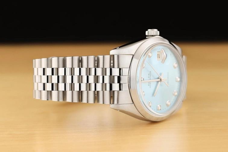 ROLEX OYSTERDATE PRECISION 6694 ICE BLUE DIAMOND MANUAL WIND STEEL 34MM WATCH - 7