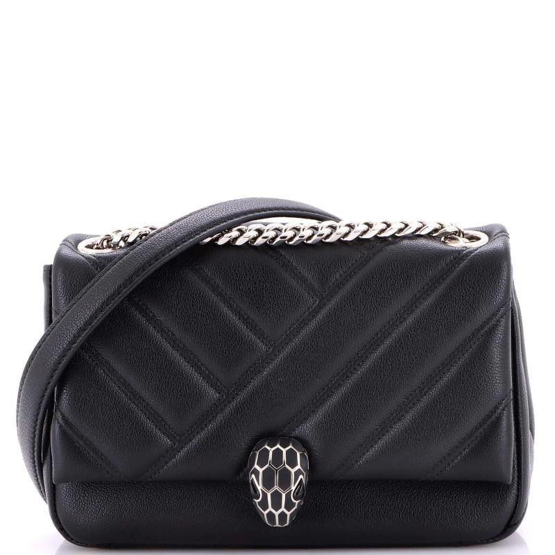 Bvlgari Serpenti Cabochon Shoulder Bag Diagonal Quilted Leather Small: Accessories: Dust Bag Measurements: Handle Drop 11", Height 6", Width 9", Depth 3", Strap Drop 22". Condition: Pre-owned - Excellent,Brand: Bvlgari,Exterior Material: Leather,Style: Shoulder Bags,Exte