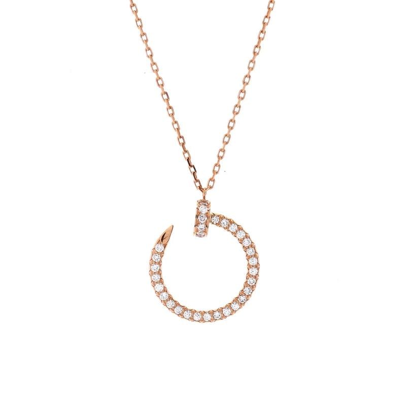 Cartier Juste un Clou Pendant Necklace 18K Rose Gold and Pave Diamonds (1 of 3)