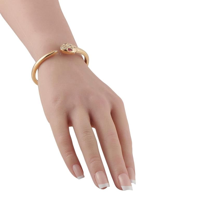 Bvlgari Serpenti Seduttori 18K Rose Gold Diamond and Ruby Bracelet Size Small H - 2
