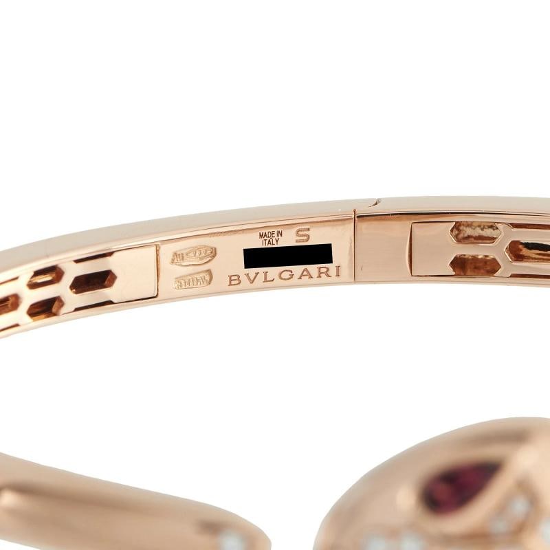 Bvlgari Serpenti Seduttori 18K Rose Gold Diamond and Ruby Bracelet Size Small H - 3