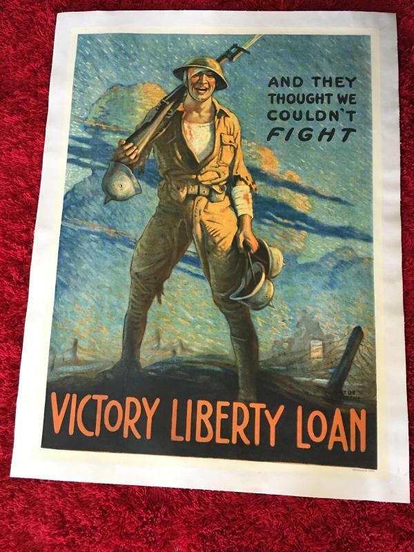 WWI Orig. Poster- And They Thought We Couldn't Fight -Victory Liberty Loan LINED - 9