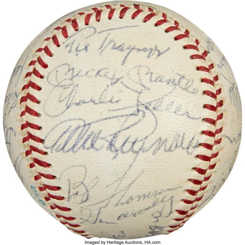Mickey Mantle & Joe Dimaggio 1969 Old Timers Game HOF Signed Baseball PSA DNA (1 of 11)