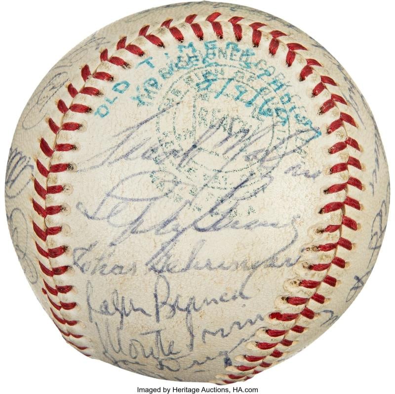 Mickey Mantle & Joe Dimaggio 1969 Old Timers Game HOF Signed Baseball PSA DNA - 4