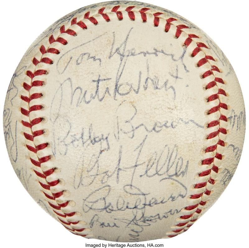 Mickey Mantle & Joe Dimaggio 1969 Old Timers Game HOF Signed Baseball PSA DNA - 6