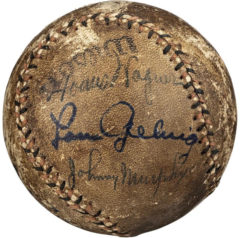 Babe Ruth Lou Gehrig & Honus Wagner Signed 1920's Baseball PSA DNA COA (1 of 9)