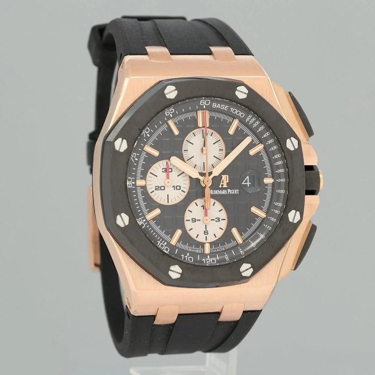 PAPERS Audemars Piguet Royal Oak Ceramic Rose Gold 26400or 44mm Chrono Watch - 3