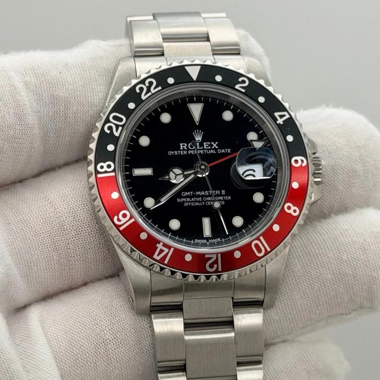 Rolex GMT Master II Coke 16710 40mm Red Black Bezel Steel Box Service Card - 2