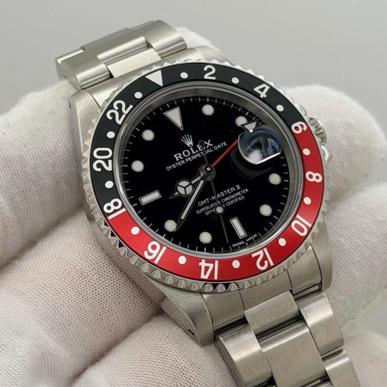 Rolex GMT Master II Coke 16710 40mm Red Black Bezel Steel Box Service Card - 4