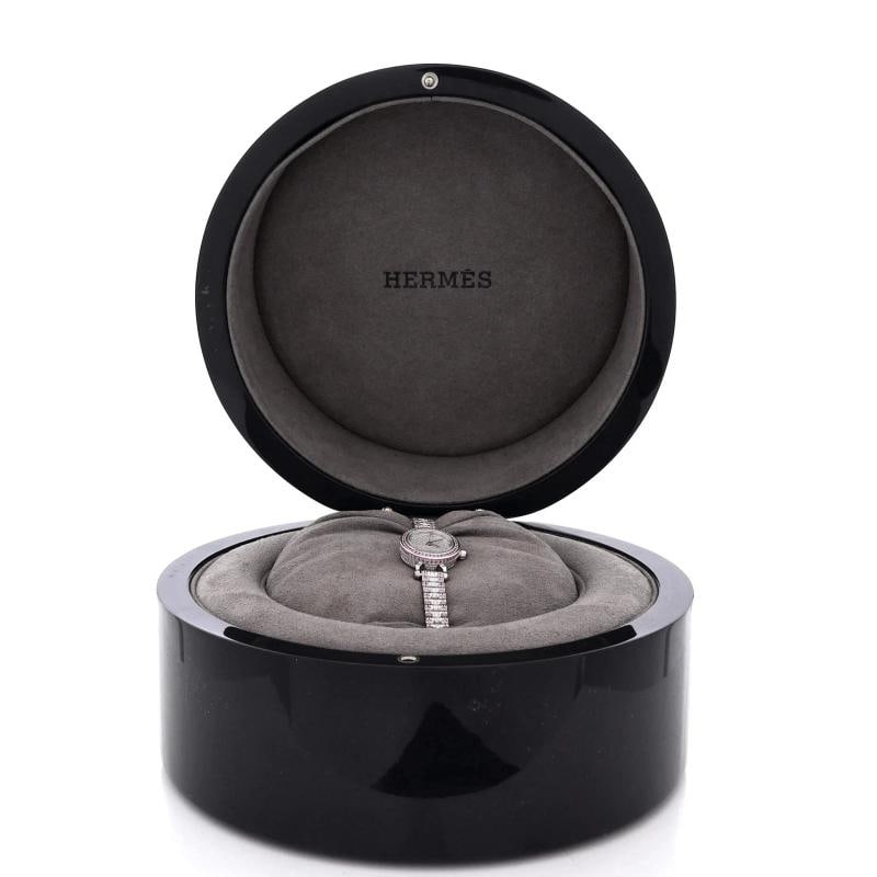 Hermes Faubourg Quartz Watch White Gold with Pave Diamond Bezel, Pink Sapphire - 2