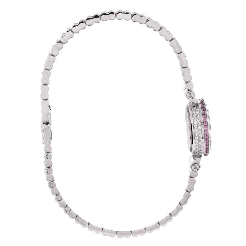 Hermes Faubourg Quartz Watch White Gold with Pave Diamond Bezel, Pink Sapphire - 4