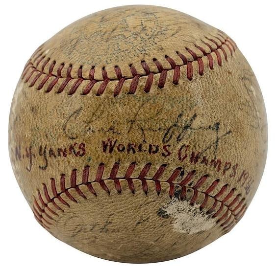 Lou Gehrig 1937 New York Yankees World Series Champs Team Signed Baseball JSA - 2
