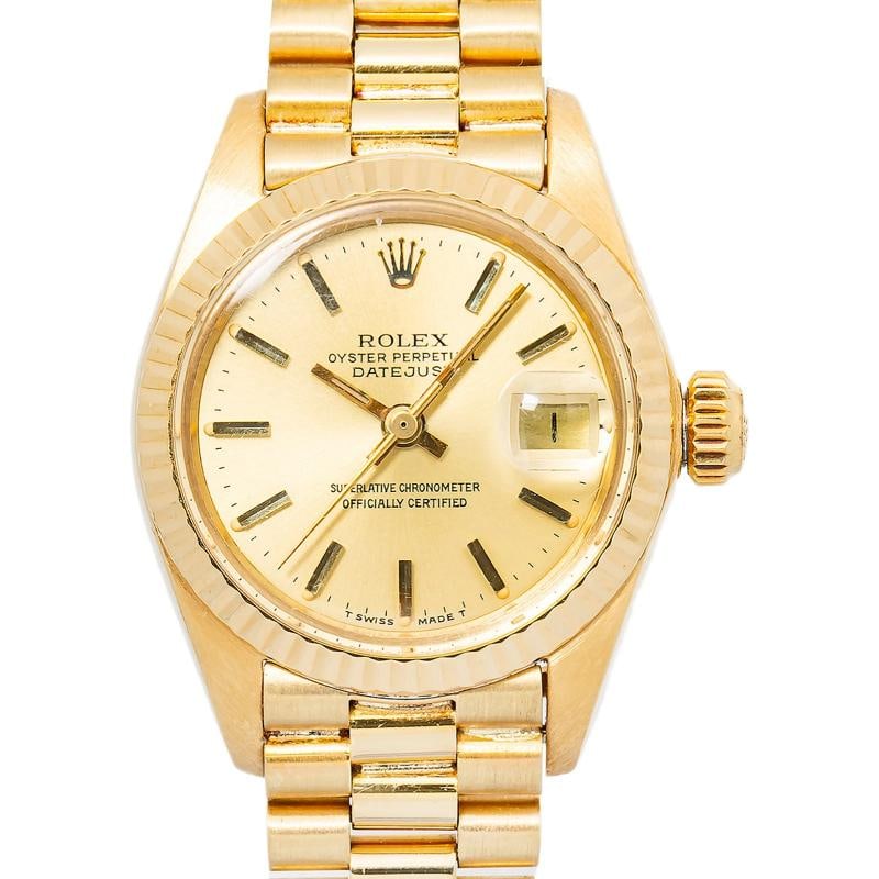 Rolex Datejust 6917 18k Yellow Gold President Champagne Dial Auto Watch 26mm - 2