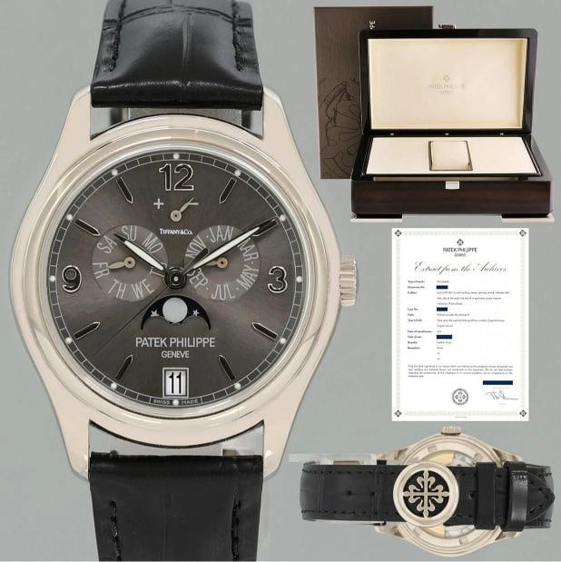 MINT PAPERS Patek Philippe 5146G Tiffany Dial White Gold Annual Calendar Grey: Brand Patek Philippe Model Annual Calendar Reference Number 5146G Gender Men's Metal White Gold Case Size 39mm Wrist Size Will fit up to a 7.50" inch wrist Movement Patek Philippe Self-winding mechani