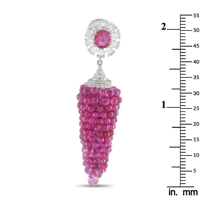 18K White Gold 1.50ct Diamond and Ruby Earrings - 3