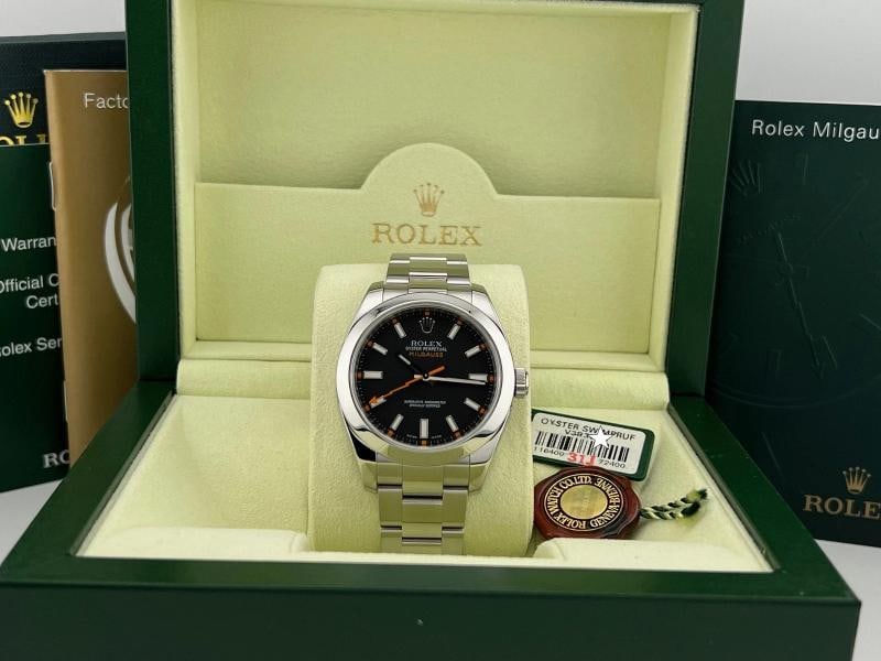Rolex Milgauss 116400 40mm Black Dial Stainless Steel Box Booklets - 11