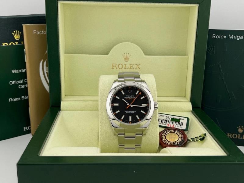 Rolex Milgauss 116400 40mm Black Dial Stainless Steel Box Booklets: Condition: Pre-owned - Excellent,Country of Origin: Switzerland,Bezel Color: Silver,Year Manufactured: 2008-2009,Band/Strap: Rolex Oyster,Case Color: Silver,Department: Men,Watch Shape: Round,Style: C