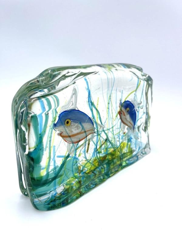 1950s Murano Art Glass Block Aquarium BARBINI For CENEDESE Large w/base Light - 7