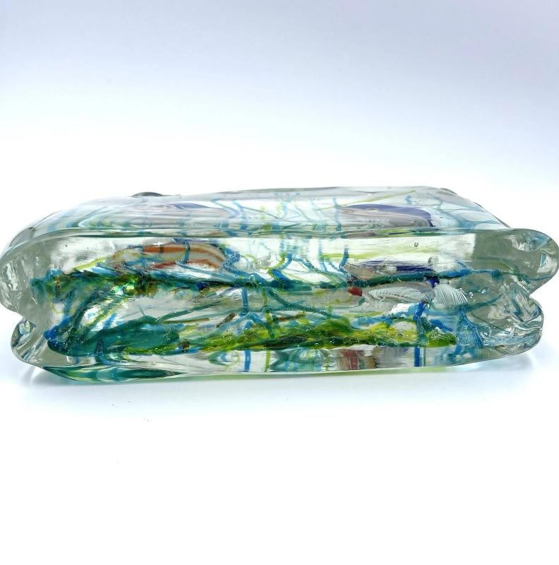 1950s Murano Art Glass Block Aquarium BARBINI For CENEDESE Large w/base Light - 8