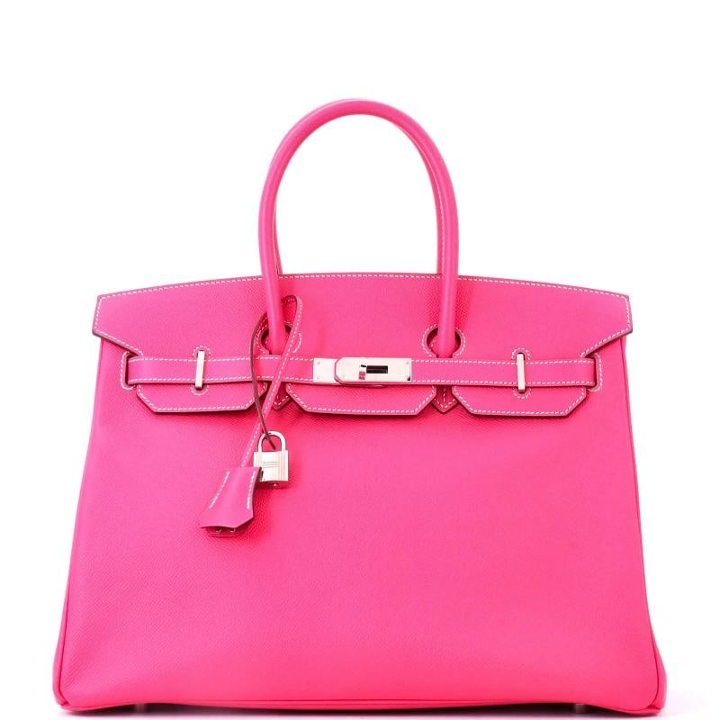 Hermes Candy Birkin Bag Epsom 35: Accessories: Keys, Lock, Clochette Measurements: Height 10", Width 13.5", Depth 7". Condition: Pre-owned - Excellent,Brand: Hermes,Exterior Material: Leather,Style: Totes,Exterior Color: Pink,Departme