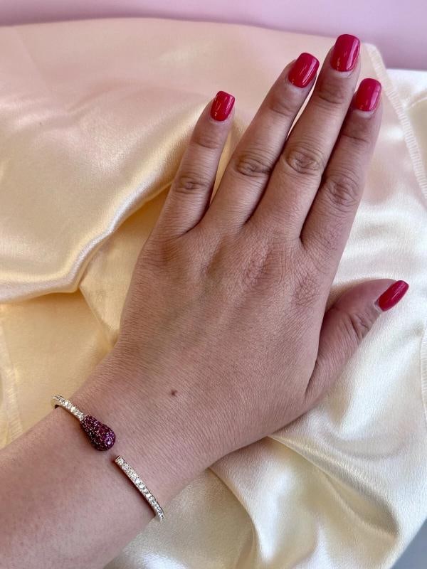 Vintage Ruby & Diamond Jacob & Co Match Cuff Bracelet In 18K Rose Gold - 3