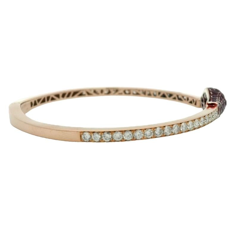 Vintage Ruby & Diamond Jacob & Co Match Cuff Bracelet In 18K Rose Gold - 8