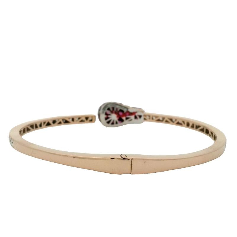 Vintage Ruby & Diamond Jacob & Co Match Cuff Bracelet In 18K Rose Gold - 9