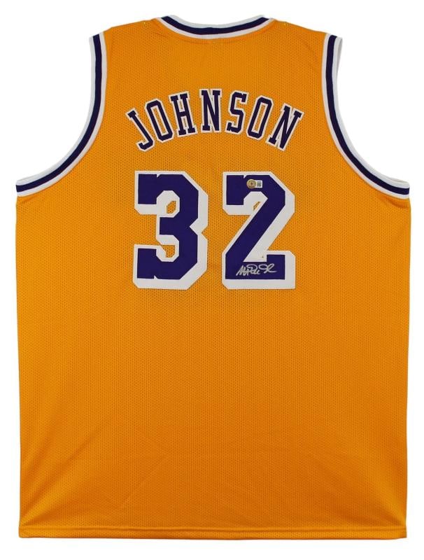 Magic Johnson Authentic Signed Yellow Pro Style Jersey BAS Witnessed 2: Player: Magic Johnson,Product: Jersey,Original/Reprint: Original,Autograph Authentication: Beckett,Team: Los Angeles Lakers,PRODUCT_COA: Beckett,PRODUCT_SIGNED_BY_NAME: Magic
