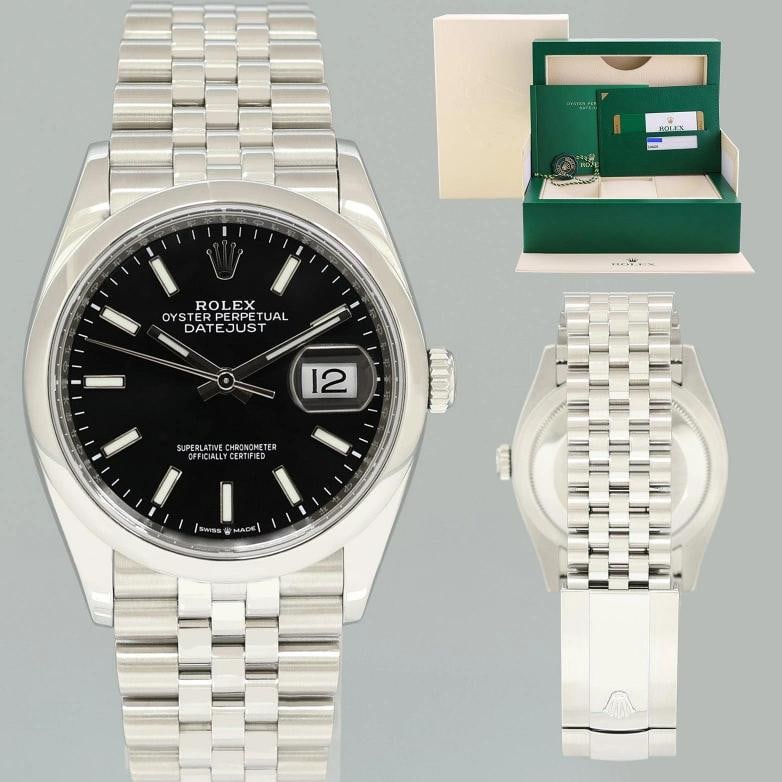 PAPERS 2020 Black Stick Rolex DateJust 36mm 126200 Steel Jubilee Band Watch Box/Papers: Condition: Pre-owned - Excellent,Brand: Rolex,Department: Men,Type: Wristwatch,Country of Origin: Switzerland Low Estimate: 15000.00 High Estimate: 20000.00