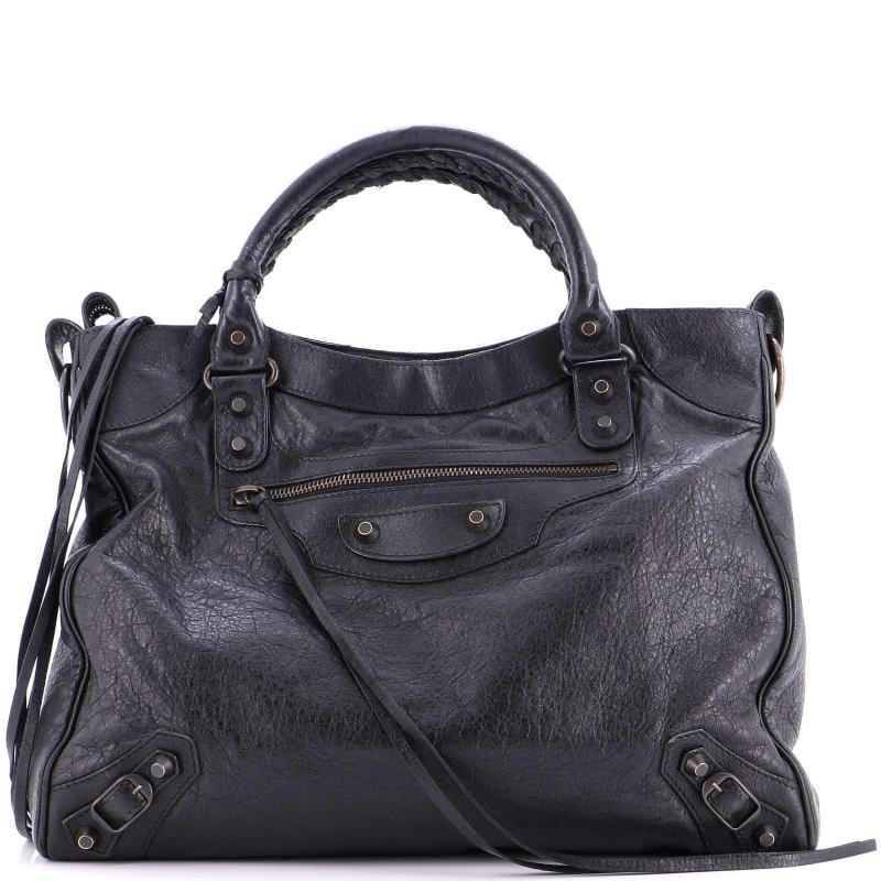 Balenciaga City Classic Studs Bag Leather Medium: Condition: Pre-owned - Fair,Brand: Balenciaga,Exterior Material: Leather,Style: Satchels,Exterior Color: Black,Department: Women,Size: Medium,Accessories: Mirror Condition: Fair. Exterior: heavy