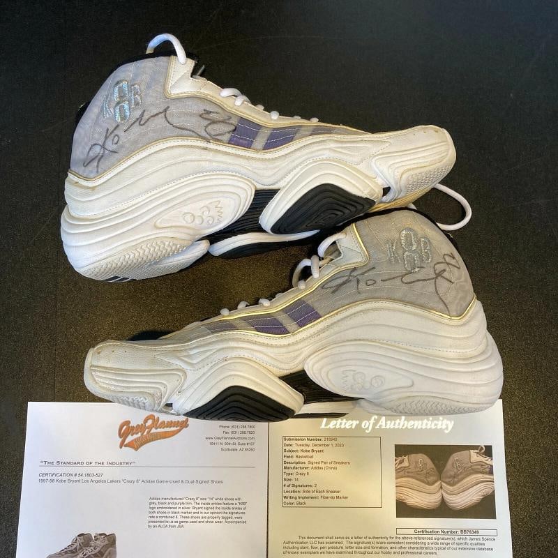 1997-98 Kobe Bryant Game Used Signed Crazy 8 Adidas Shoes Sneakers With JSA COA: Team: Los Angeles Lakers,Player: Kobe Bryant Low Estimate: 25000.00High Estimate: 30000.00