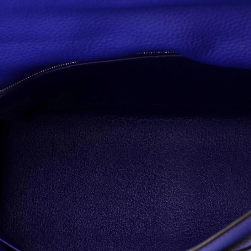 Hermes Kelly Handbag Blue Togo with Palladium Hardware 32 - 5