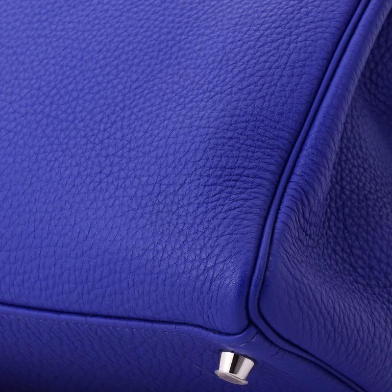 Hermes Kelly Handbag Blue Togo with Palladium Hardware 32 - 7