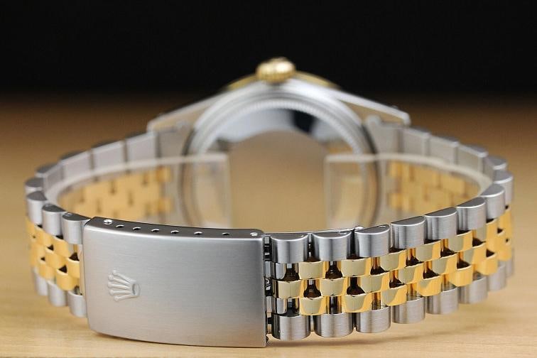 ROLEX MENS DATEJUST 16013 BLUE VIGNETTE SAPPHIRE DIAMOND 18K GOLD STEEL WATCH - 6