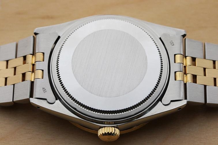 ROLEX MENS DATEJUST 16013 BLUE VIGNETTE SAPPHIRE DIAMOND 18K GOLD STEEL WATCH - 7