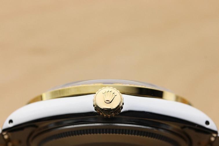 ROLEX MENS DATEJUST 16013 BLUE VIGNETTE SAPPHIRE DIAMOND 18K GOLD STEEL WATCH - 8