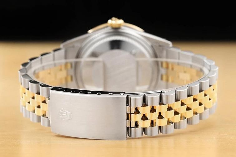 ROLEX DATEJUST 16233 GRAY FACTORY DIAMOND 1.6 CT BEZEL 18K GOLD STEEL WATCH - 6