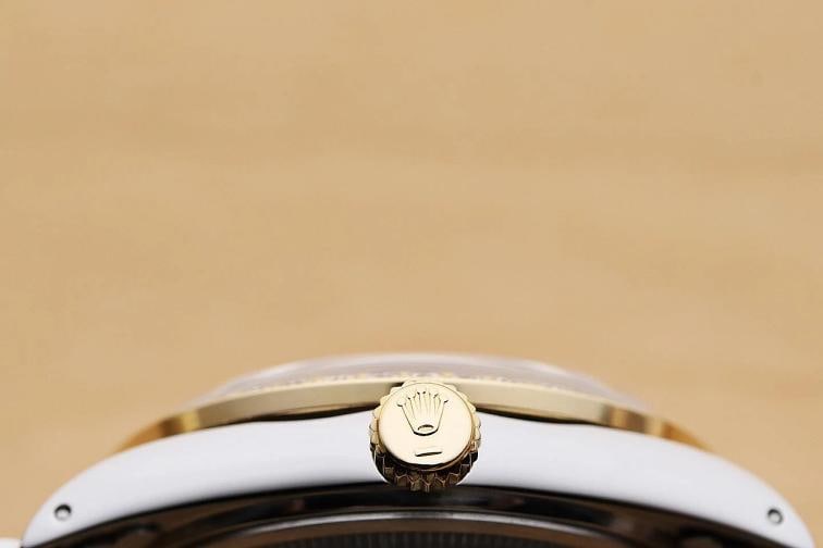 ROLEX DATEJUST 16233 GRAY FACTORY DIAMOND 1.6 CT BEZEL 18K GOLD STEEL WATCH - 9