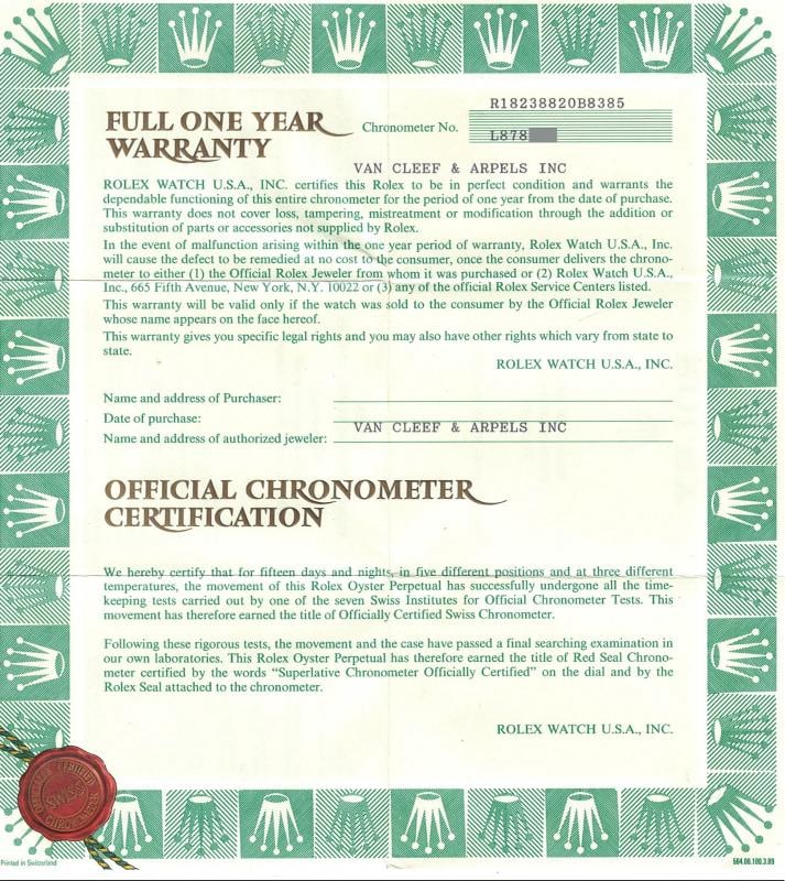 Van Cleef & Arpels Rolex Day Date President 18238 VCA 18K Yellow Gold Box Paper - 4