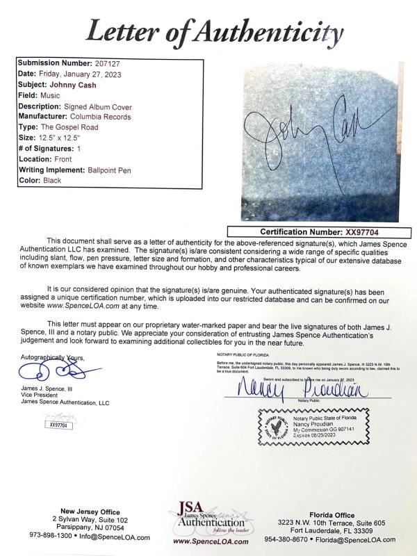 JOHNNY CASH Signed Autograph LP Cover "The Gospel Road" Vinyl JSA LOA - 4